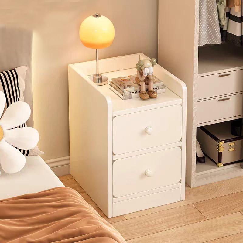 Night Stand with 2 Drawer, Modern Nightstand, Bedside Tables, Wood Bed Side Table, End Table Modern for Bedroom, Dorm and Small Spaces, Night Table (White)