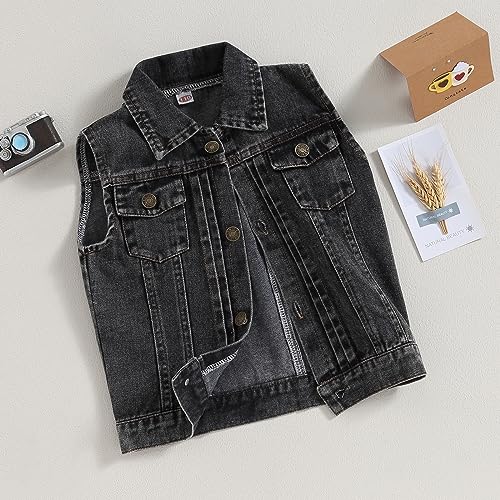 Ledy Champswiin Denim Vest Kids Girl Boy Fashion Coats Turn Dwon Collar Sleeveless Jackets Trendy Outwear2