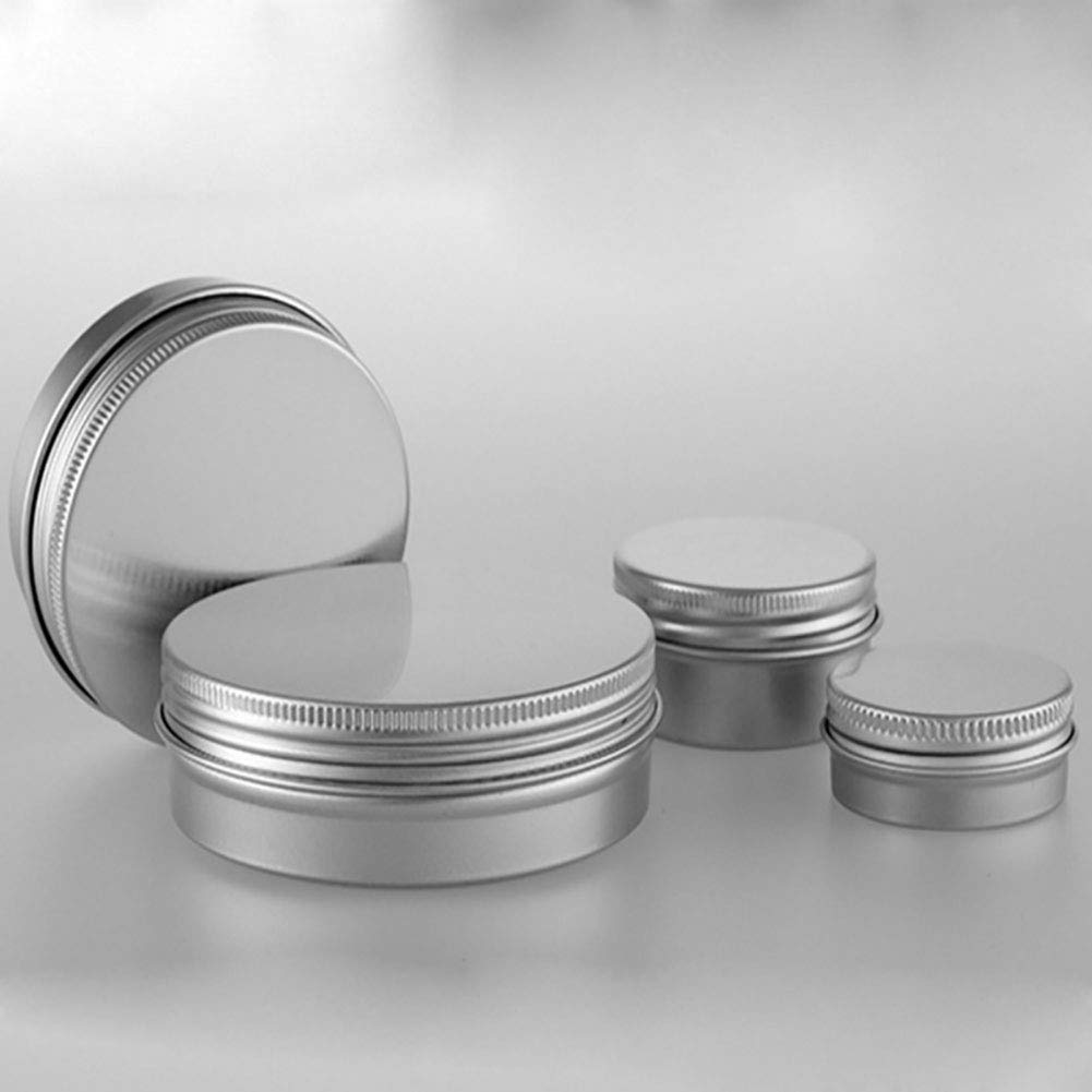 Aluminum Tin Jars Small Cosmetic Pot Lip Jar Tin Makeup Storage Box Container Round Pot Screw Cap Lid for Lip Balm, Salve Candy,Vitamin (4 Pcs, 15/30/60/100 ml)