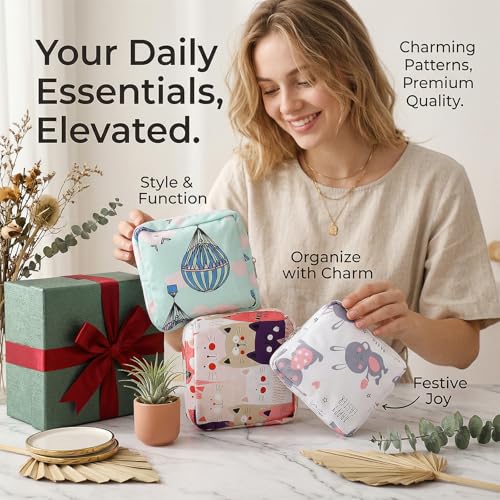 Image of 3Pcs Sanitary Pad Pouch, Sanitary Napkin Bag Pads for Women Pads Bags