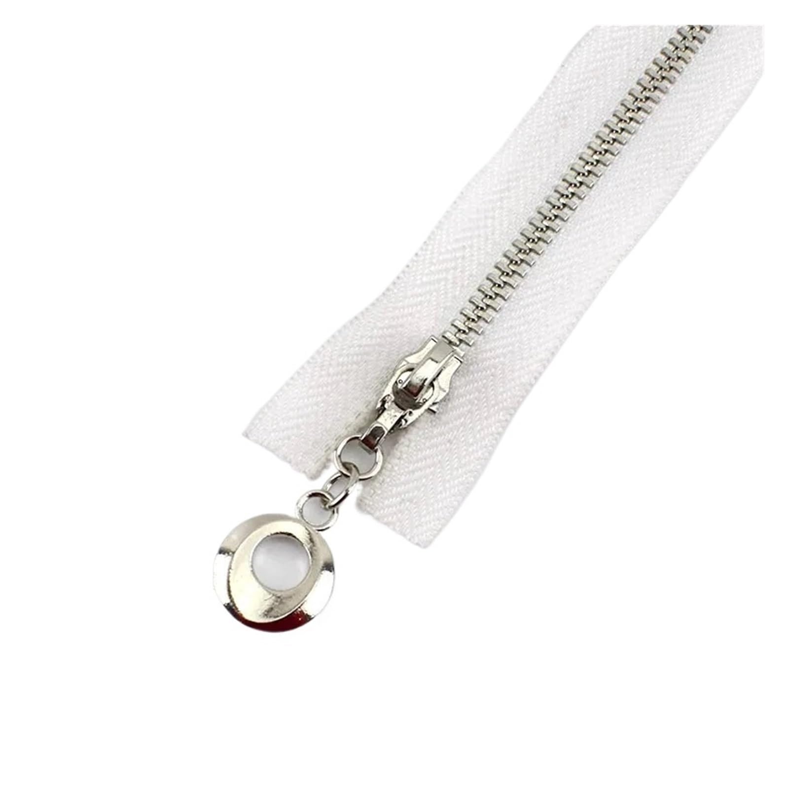 5Pcs 3# Metal Zipper for Sewing 30cm Close-End Zippers Silver Tooth Bag Decor Zip DIY Garment Accessories(ZA093-White)