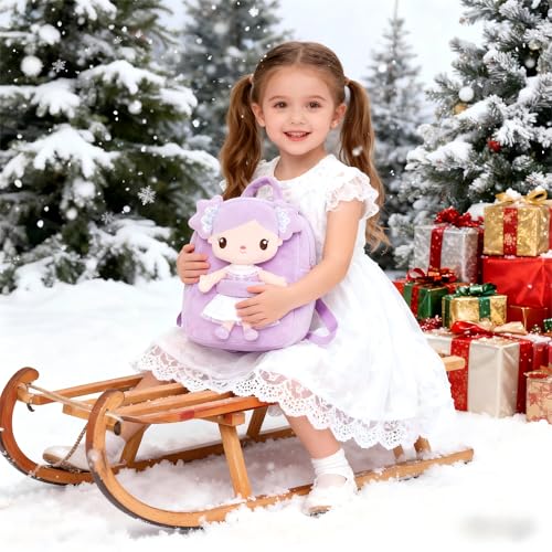 Image of Gloveleya Toddler Backpack Kids Backpack with Candy Purple Doll 9 inch
