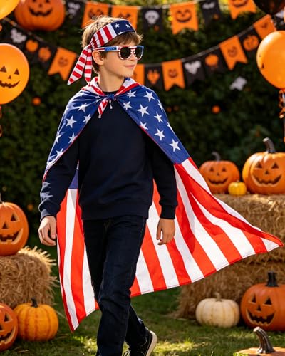 Capa de disfraz con bandera americana para niña miniatura 4