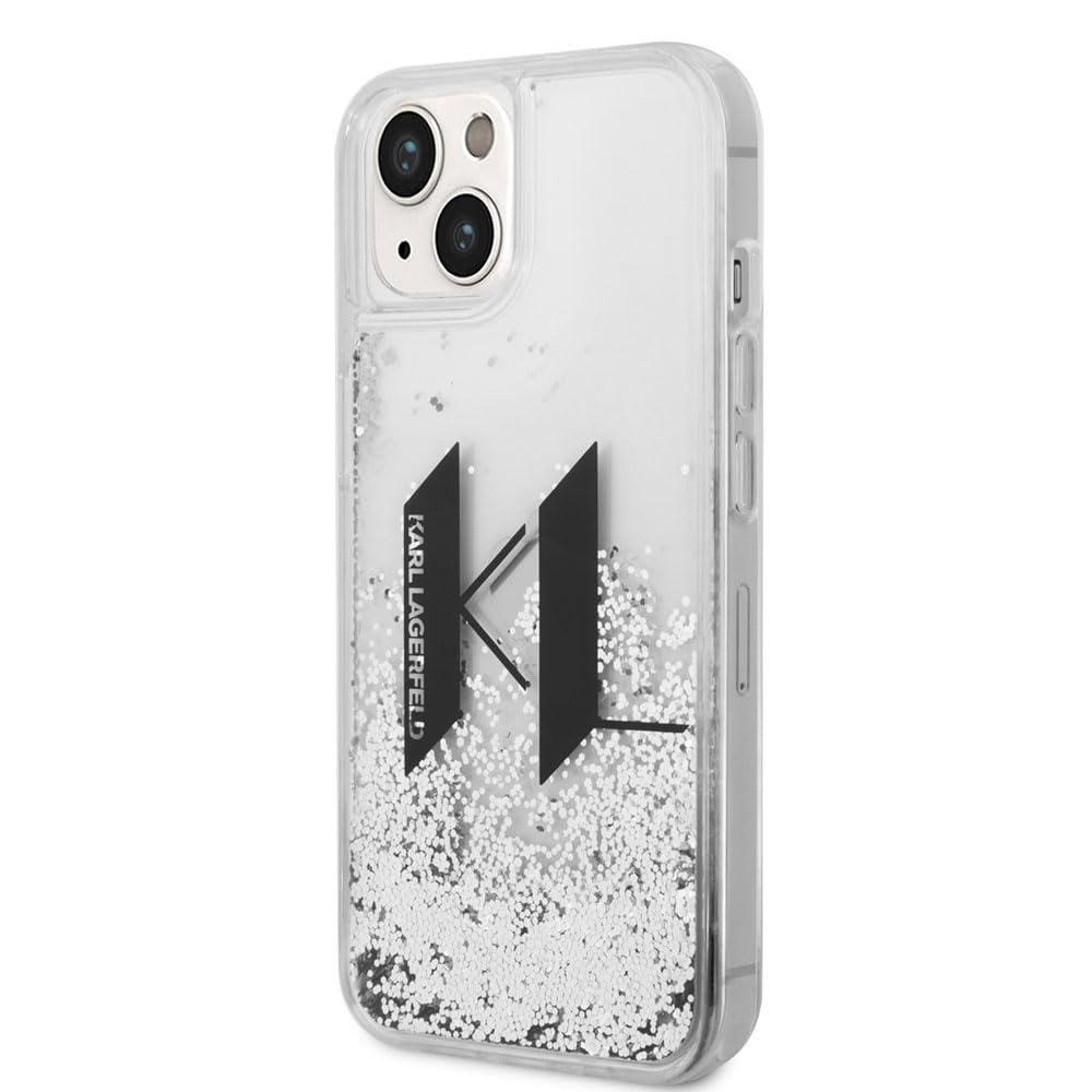 Custodia Rigida Karl Lagerfeld Per IPhone 14 Pro 6,1" - Glitter Liquidi Con Choupette, Colore Argento - 2