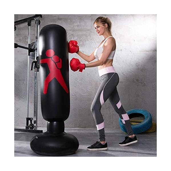 Inflatable-Free-Standing-Punching-Bag-Heavy-Training-Bag-Adults-Teenage-Fitness-Sport-Stress-Relief-Boxing-Target Inflatable Free Standing Punching Bag, Heavy Training Bag, Adults Teenage Fitness Sport Stress Relief Boxing Target (Black)