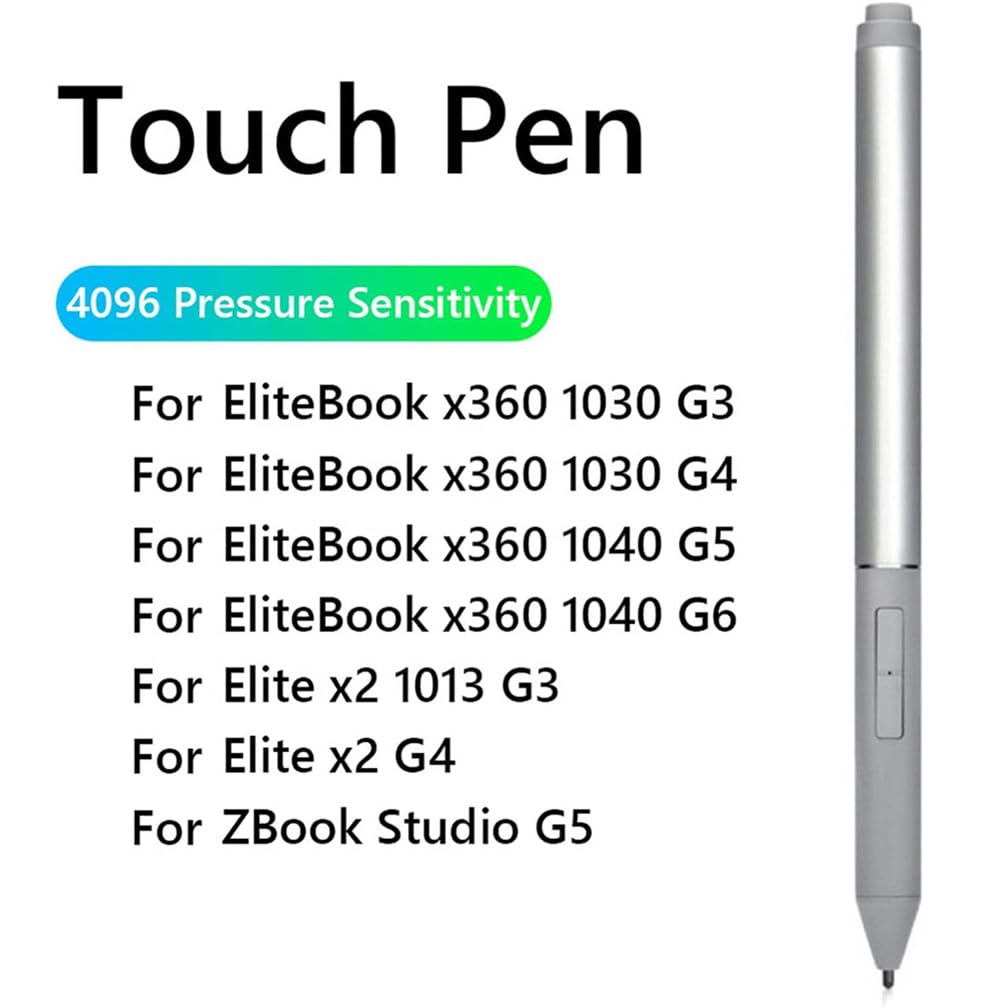Bolígrafo recargable para HP Active Pen G3 EliteBook x360 G3/G4/G6/G7/G8/G9, para HP Elite x2 / ZBook Studio x360 G5 / ProBook G1/G2, T4Z24AA 1FH00AA 4KL69AA Pen con puntas, negro