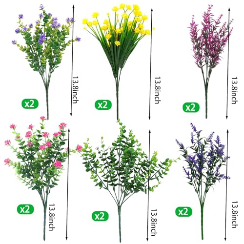 Künstliche Pflanzen Für Draußen – 23 Bündel Mit Bunten Blumen, UV-beständig, Für Terrasse, Garten & Co.