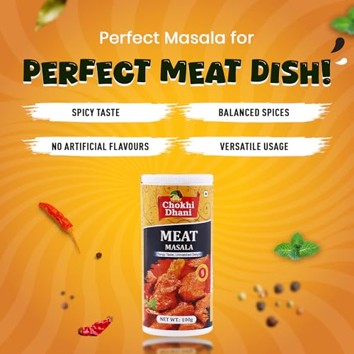 Image of Chokhi Dhani Meat Masala 100g | Chicken & Mutton Curry Spice Mix | Dhaba Style Gravy Masala | Aromatic Indian Non-Veg Masala | Restaurant Style Flavour