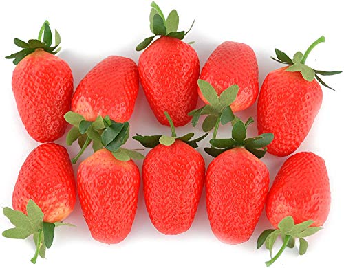 Jedfore 12Pcs Simulation Artificial Lifelike Big Strawberries Set Fake Fruit For Home House Kitchen Party Decoration #TOP5