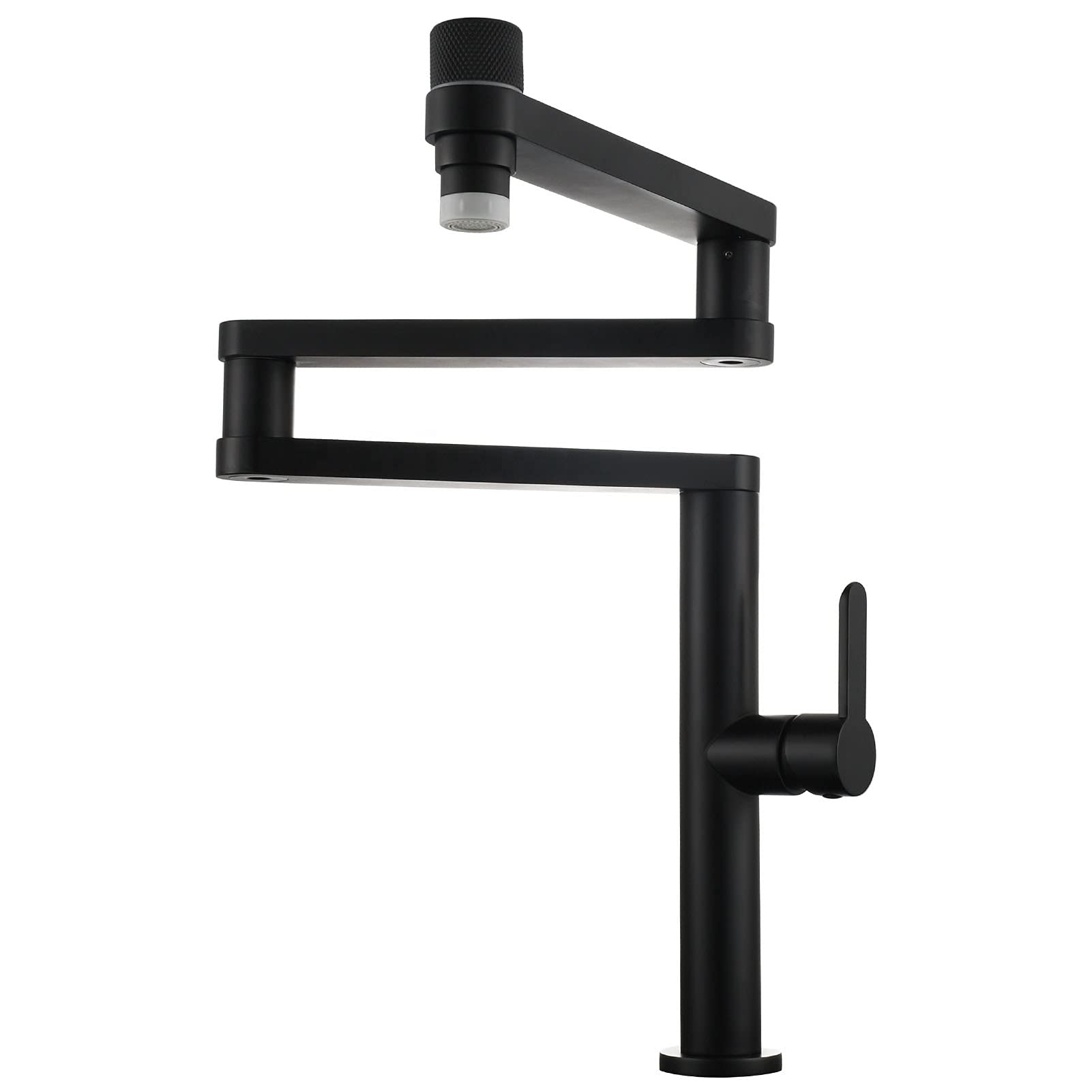 MXXQRHF Kitchen Pot Filler Faucet, Brass Folding Stretchable Kitchen Faucet, Three Swing Deck Mount Pot Filler Faucet, Single Handle Kitchen Mixer Tap,Black Auspicious Clouds
