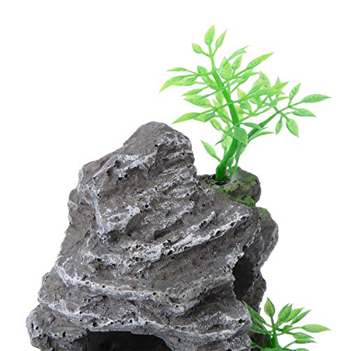 Image of Saim Aquarium Mountain View Stone Ornament, Artificial Mountain Hill View Stone Rock Cave Aquarium Decorations Fish Tank Decor for Betta Cichlids Hideaway Cave, Hermit Crab Hideout - Small