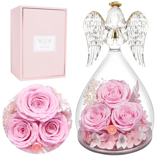 Miofula Rosa Eterna Regalo Día de la Madre para Madre,Flores Preservadas Regalos Originales para Mujer,Rosa Preservada Angel Regalo Aniversario Pareja,Flower Regalos Dia de la Madre para Mama Abuela