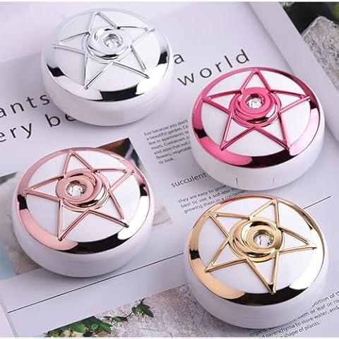 DDJYP 2 Pcs Star Contact Lens Case Travel Kit, Cute Portable Contact Lens Box Holder Soak Storage Container with Mirror Bottle Tweezers Stick Remover Tool(Random 2 Style) Cover