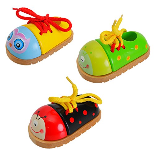 ALLACCIA LE STRINGHE PER BAMBINI, IN LEGNO, 3
