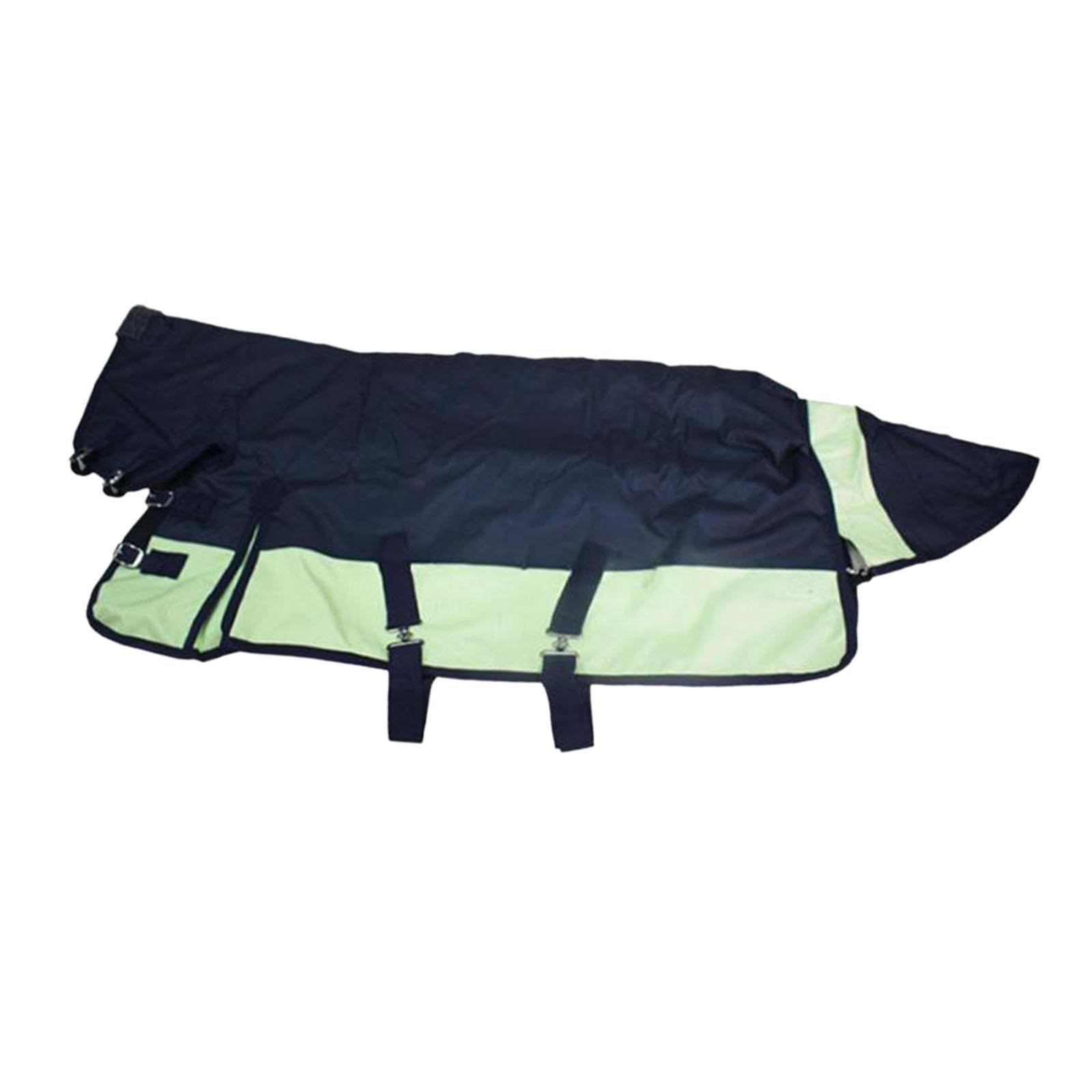 Manta de Invierno para Caballo con Abrigo Grueso y Transpirable Manta Impermeable con Capucha y Cubre Cuello Envoltura Abdominal para Caballos, Azul Marino XL