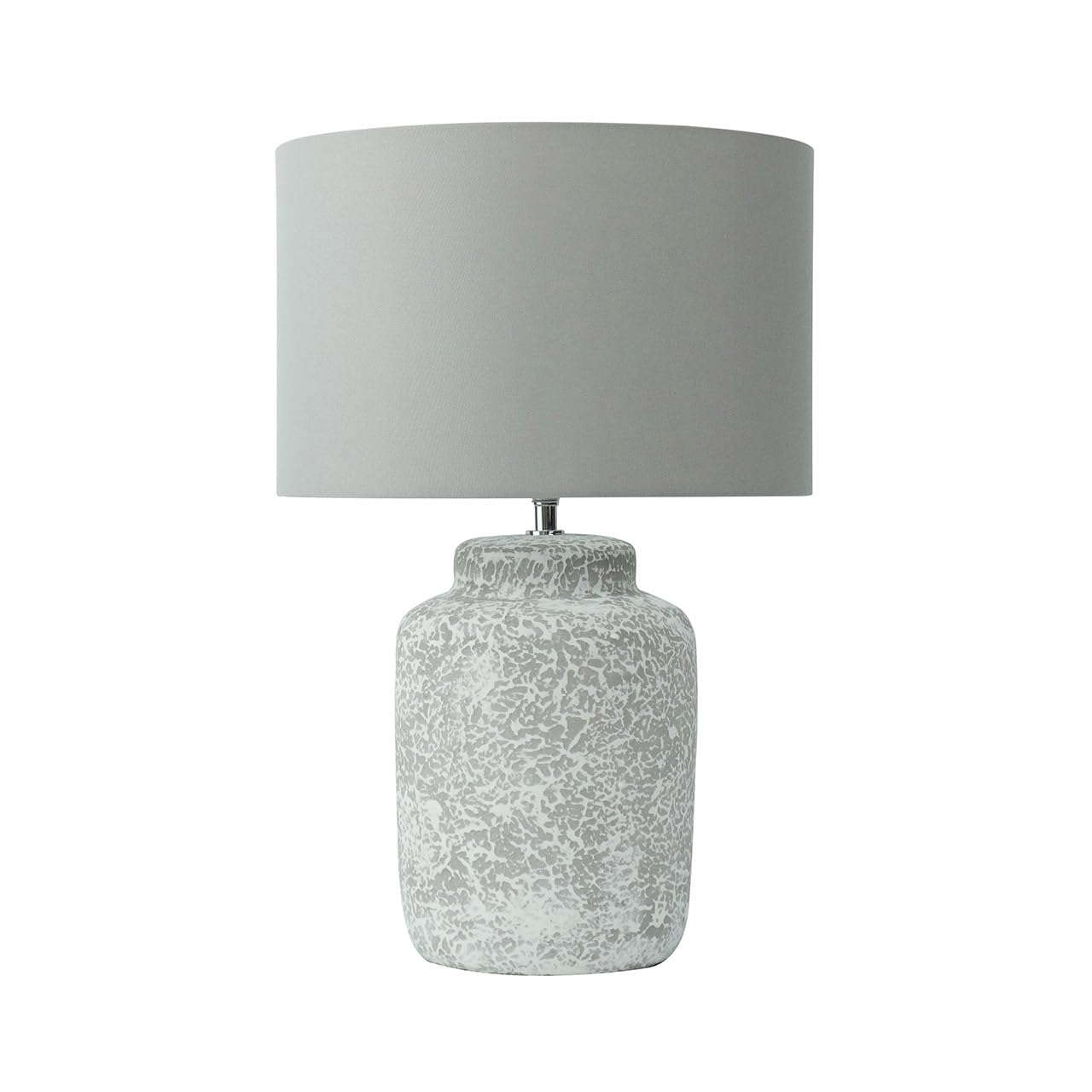 54cm Grey Stone Finish Ceramic Table Buffet Bedside Lamp with Grey Linen Shade 60w E27 Bulb
