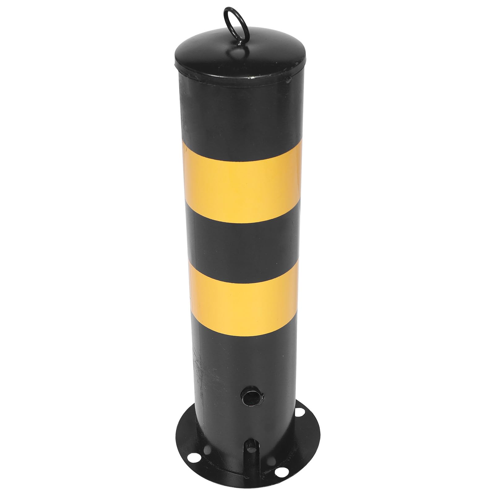 Poteau Sécurité Acier 50 Cm Noir et Jaune Bandes Réfléchissantes, Potelet Extérieur pour Parking et Voies Piétonnes, Barrière de Sécurité Robuste pour Contrôle D’accès