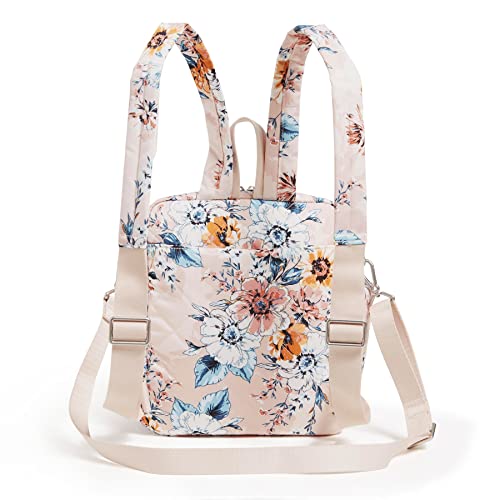Vera Bradley Women's Performance Twill Convertible Small Backpack, Peach Blossom Bouquet, One Size #TOP1