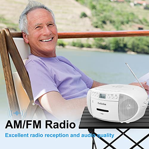 Gelielim CD and Cassette Player Combo, Portable Cassette Tape Player, 5.1V Bluetooth Speaker, AM FM Radio, USB Playback/Earphone Jack, Remote Control, Plug in for Home by Gelielim - Used condition - Image 4