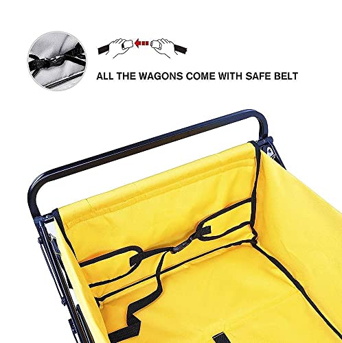 CRBUDY Handwagen, Trolley, Faltbarer Ziehwagen, Handwagen, Gartentransportwagen, zusammenklappbarer Campingwagen mit Futter, Festivalwagen mit 4 Rädern/G: Gelb (G: Gelb) – Bild 5