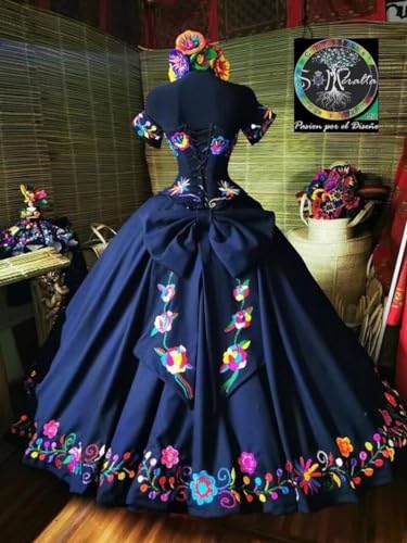 Satin Mexican Embroidered Quinceanera Dresses Charro Off The Shoulder Sweet 15 Dress 20252