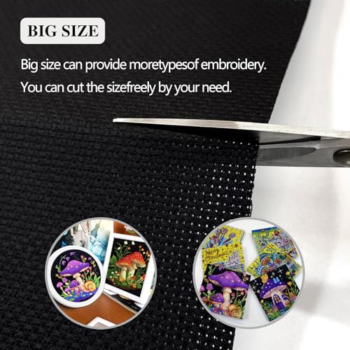Image of 14CT Aida Cloth - 30x35 Inch Cross Stitch Fabric for Embroidery, Pre-Cut Needlework Material, Acid-Free, Durable Weave(Black)