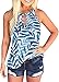 Oudan Camiseta sin mangas de verano para mujer, camisa de manga con agujero de cerradura, camisola con gráfico, blusa ajustada a rayas, teñido anudado a cuadros, 9# Navy, 44
