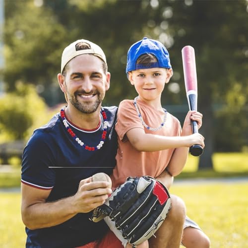 Jewdreamer 4 PCS Baseball Beaded Chain Necklace for Men,Bling Ice Collection Baseball Necklace Gifts, Diamond Rhinestone Discoball Necklace Dirp Accessories Necklace Gifts for Baseball Team Lovers2