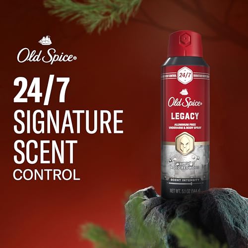Image of Old Spice Aluminum Free Body Spray for Men, 24 /7 Signature Scent & Lasting Freshness, All-Day Odor Protection, Easy Application, Legacy with Coconut, Pine & Cedar Scent, 5.1 oz