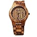 BEWELL ZS-W086B Mens Wooden Watch Analog Quartz Movement Date Display Lightweight Wood Wrist Watch (Zebra Wood)
