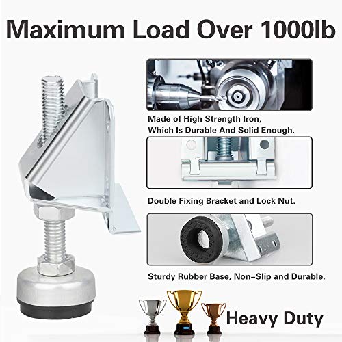 Tahikem 4 Pack Heavy Duty Leveling Feet, Furniture Leg Adjustable Load Levelers Foot, Leveling Height For Workbench Cabinet Pool Table Bench Machine Cabinet Refrigerator Feet (4000 Lbs Load Capacity) #TOP2
