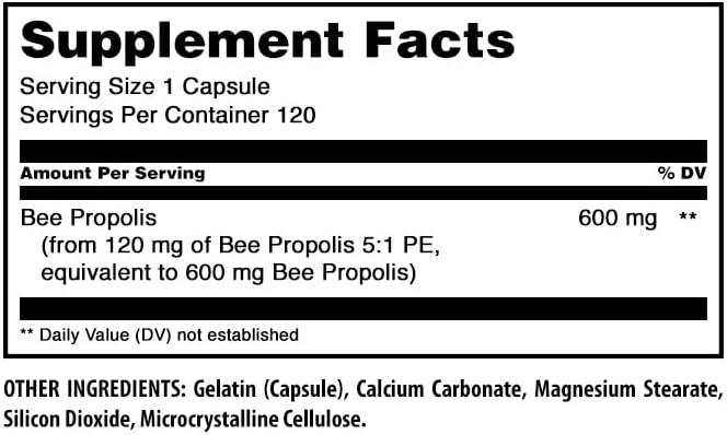 Amazing Formulas Bee Propolis Supplement | 600 Mg Per Serving | 120 Capsules | Non-GMO | Gluten Free | Made in USA - Image 4