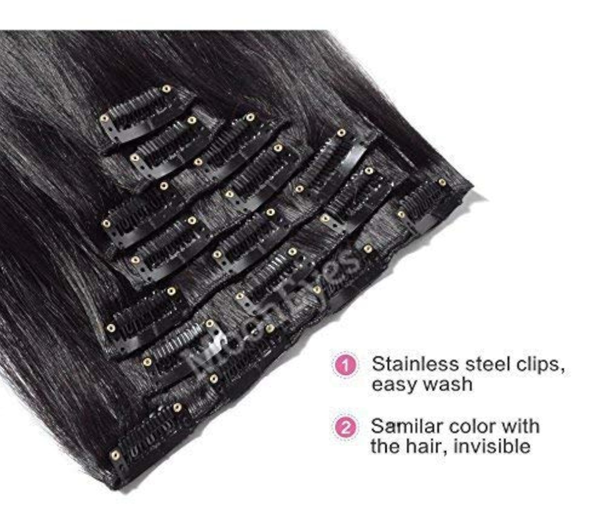 Women's Natural Black Straight Hair Extensions, 24 Inch