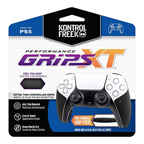 KontrolFreek Performance Grips XT do kontrolera Playstation 5, bardzo cienkie uchwyty | czarne (bardzo cienkie)