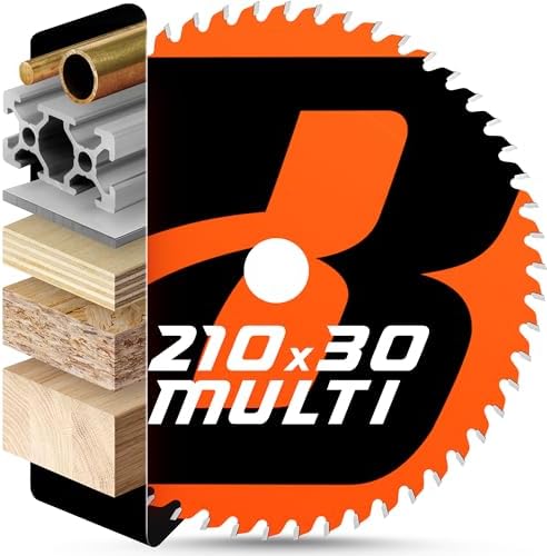 BAUBECK Sägeblatt 210x30 - Multi Material Feinschnitt - Sägeblatt 210 Holz, Aluminium, Metall uvm. - Kreissägeblatt 210x30 kompatibel mit Scheppach, Parkside uvm.