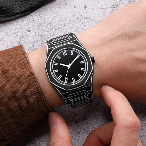 Image of Shocknshop Minimalist Creative Sketch Design Black Analog Plastic Chain Strap Wrist Watch for Men Boys -WCH375