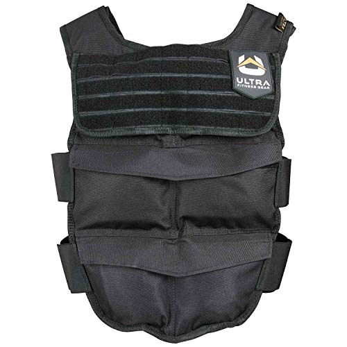 Ultra Fitness Gear Breathable Exercise Weighted Vest, 12 to 48 lbs Capacity, with Full Molle Webbing Chest Panel and Secure Straps, Weighted Workout Vest for Men and Women, Black