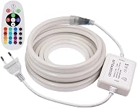 XUNATA LED RGB Neon Szalag 1m 220V Távirányítóval, Vízálló Színváltós LED Fénycsík 120 LED/m Beltéri Kültéri Dekoráció 1
