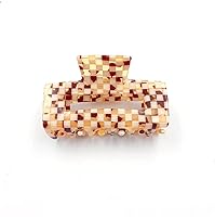 Vista 17 de Pinzas para el cabello a cuadros para mujeres y niñas, pinzas de pelo de moda para peinar pinzas de garra, cabello grueso, forma rectangular retro 2