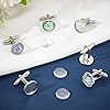 UNICRAFTALE 5 Pairs 12mm 304 Stainless Steel Cuff Button Cabochon Cufflink for Men Flat Round Cuff Button Tray Bezel Cufflink Blanks with Transparent Glass Cabochons Cufflink for Apparel Accessories #1