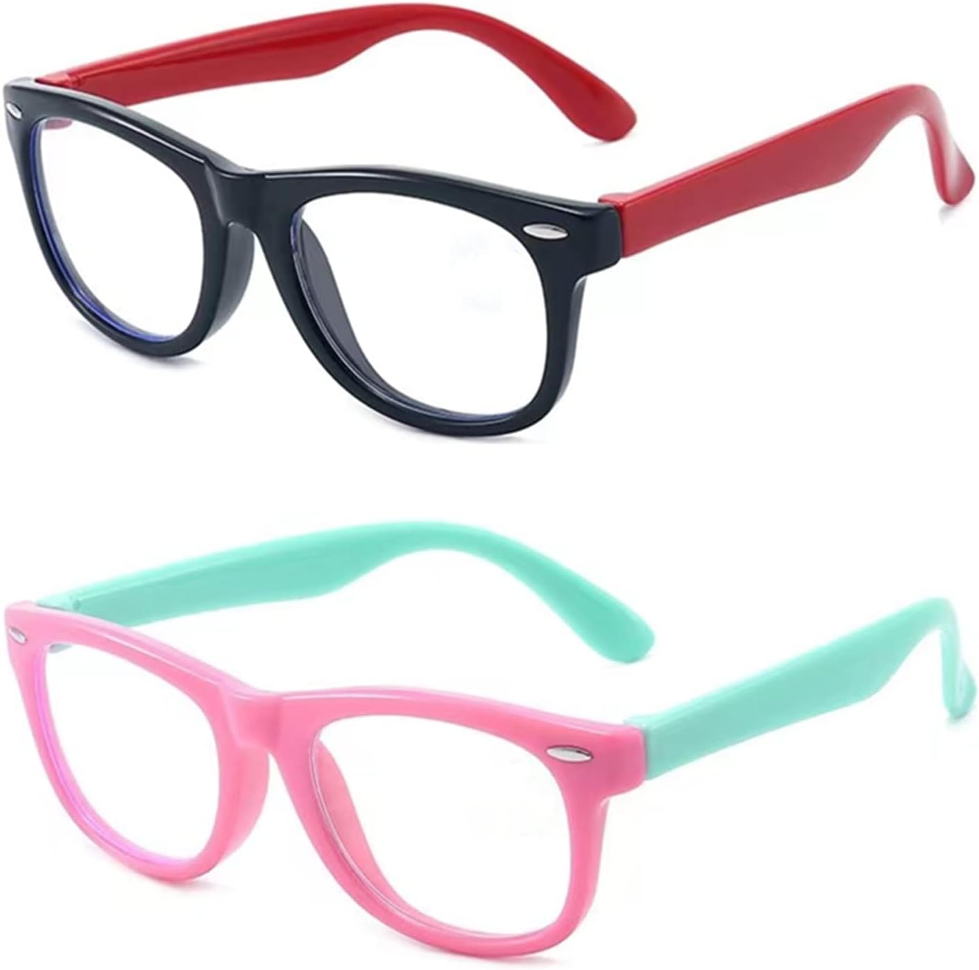 [2-Pack] Blue Light Blocking Glasses for Children, Vbeijll Anti UV Light from Computer TV Phone Kids Eyewear Silicone Flexible Eyeglasses for Boys Girls Age 3-12