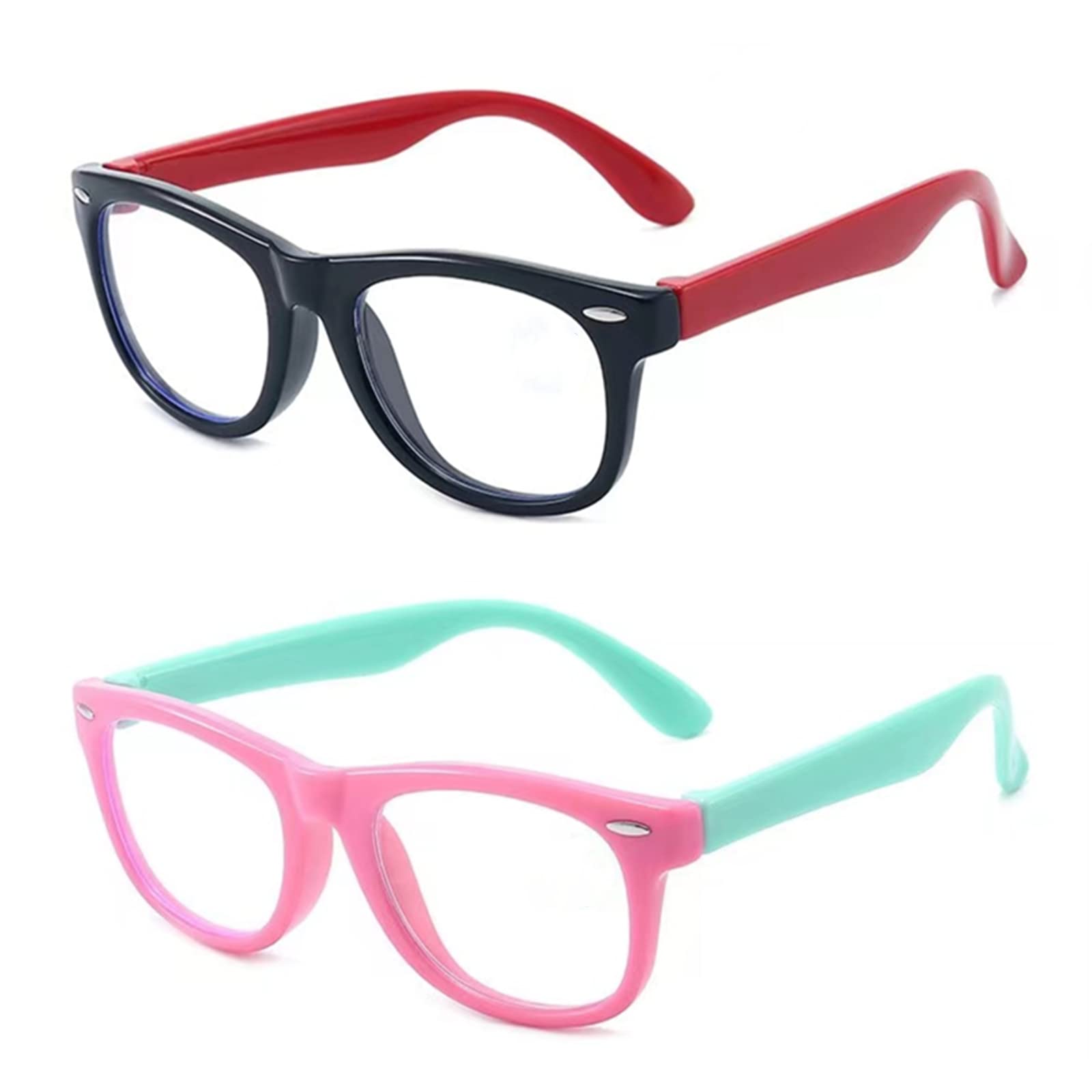 [2-Pack] Blue Light Blocking Glasses for Children, Vbeijll Anti UV Light from Computer TV Phone Kids Eyewear Silicone Flexible Eyeglasses for Boys Girls Age 3-12