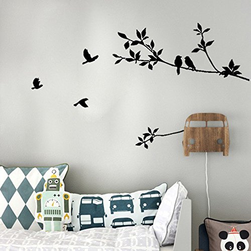 jieGorge Calcomanía de vinilo extraíble para pared, diseño de ramas de árbol, color negro