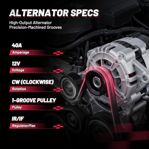 Image of BDFHYK 40A Alternator for KUBOTA D1005 Engine 1988-On All, 125564A1 | For KUBOTA B7500HSD 1996-On Kubota D1005-E 21HP Dsl, B21TLB 2001-2009 Kubota D1005 21HP Dsl, 12V, CW, 1-Groove, IF, IR