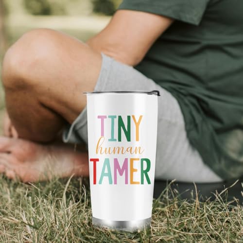 Image of Tiny Human Tamer Tumbler, Daycare & Preschool Teacher Appreciation Gifts - 20oz Travel Coffee Mug
