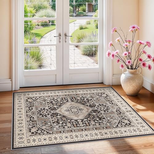 Tapete decorativo 3x4 ft negro lavable y antideslizante miniatura 4