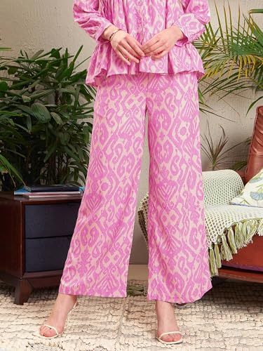 Image of Sassafras Women Set of Peplum Shirt with Palazzo Pants