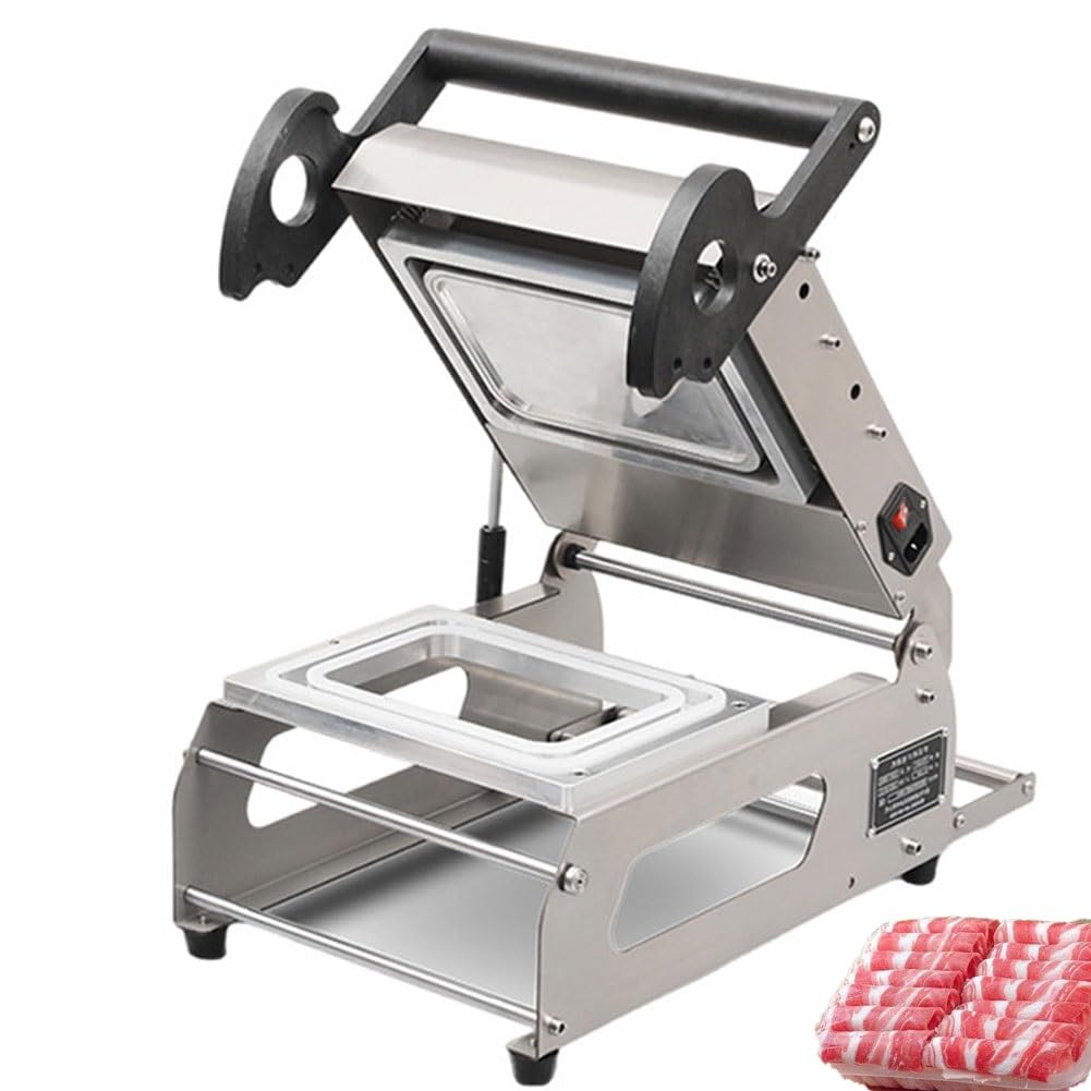 TREEYX Semi-Automatic Tray Food Sealing Machine, Manual Tray Sealer, Lunch Box Packaging Machine, Food Container Sealing Meal Packing Machine for Restaurants