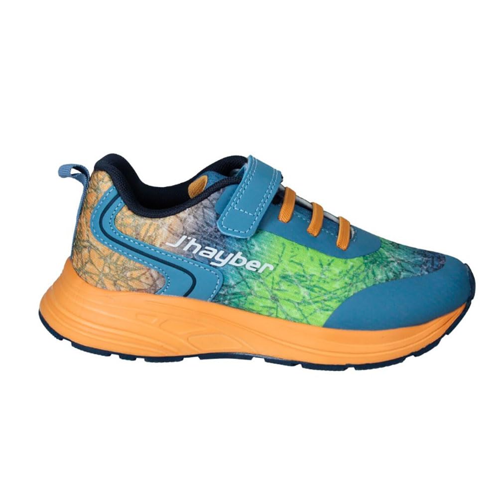 J´HAYBER - J HAYBER ZN450957 Zapatillas Deportivas para Niño con Cordones Elásticos y Tira de Ajuste, Calzado Infantil Ligero y Cómodo, Azul Verde y Naranja para: Niños