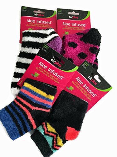 Womens Aloe Infused Ultra Moisturizing Socks Bundle (2 Pair) Size 5-11